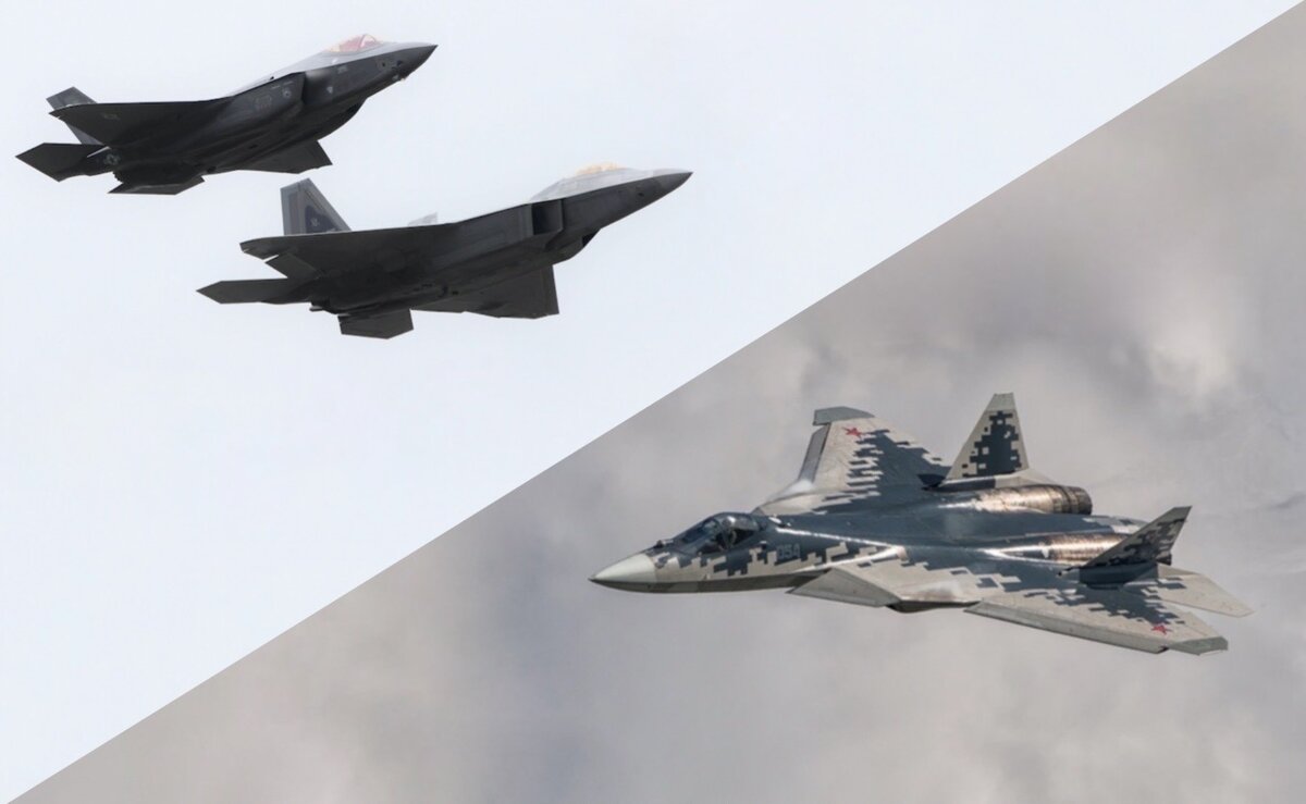 F-22 и F-35( наверху)  Су-57 (фото с сайта Militar Watch) 