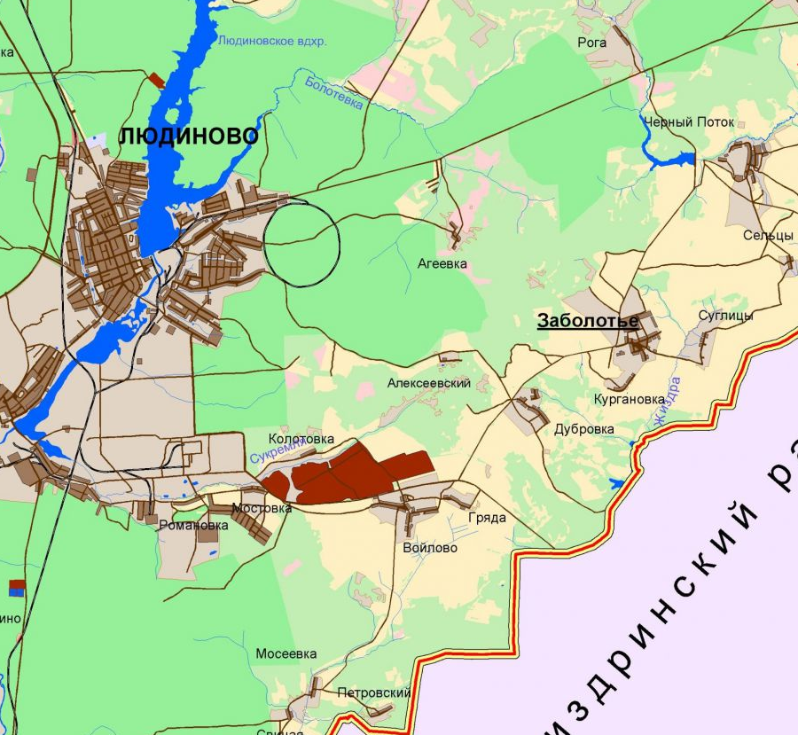 Карта людиновский район калужской области