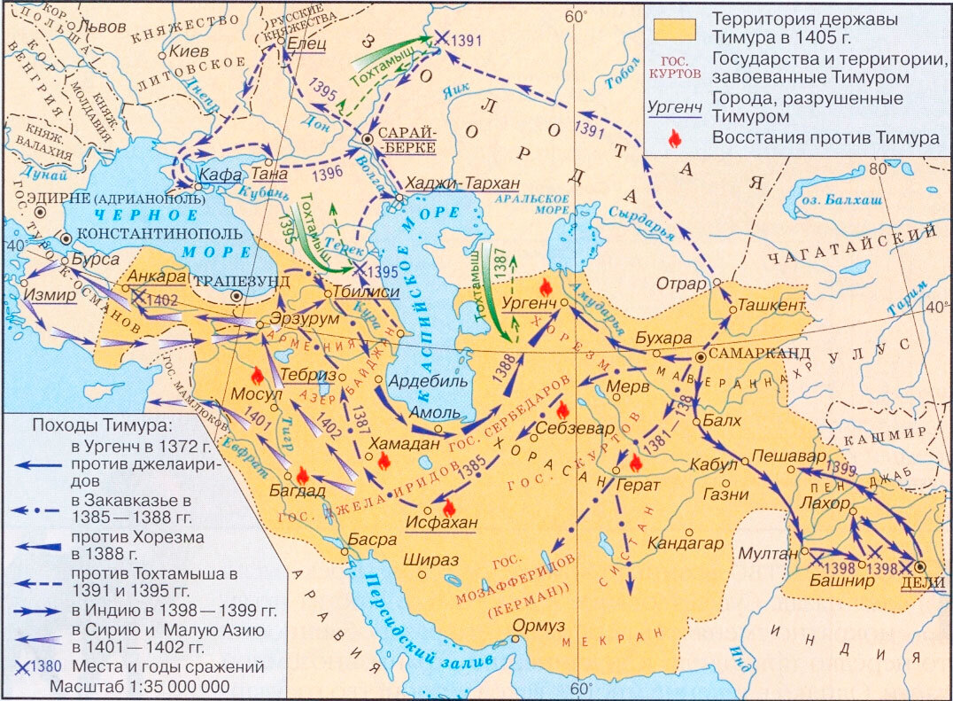 Поход тамерлана карта