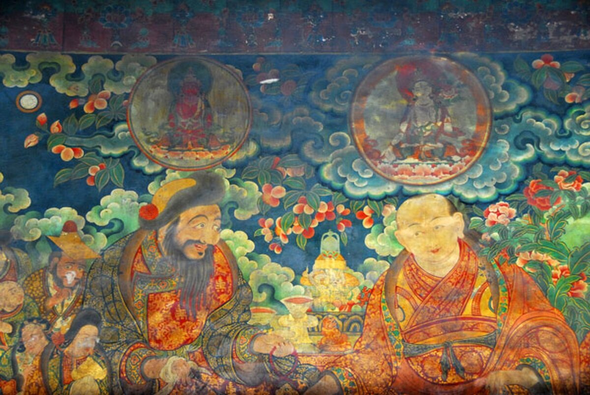 Гуши хан и Далай Лама V, фреска в Тибете