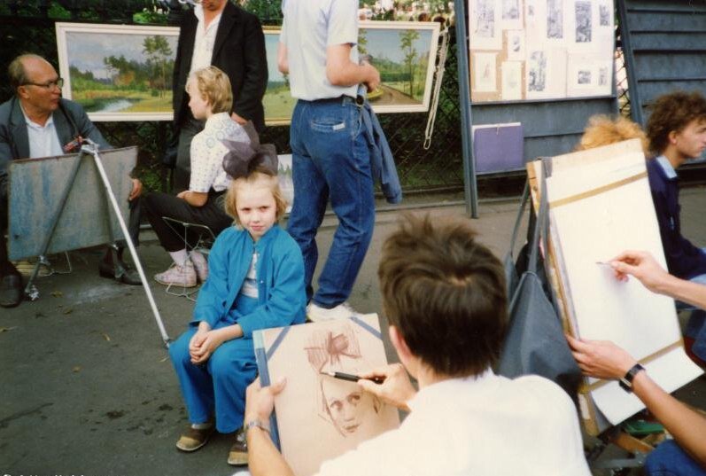 Уличные художники на Невском проспекте. 1989 г