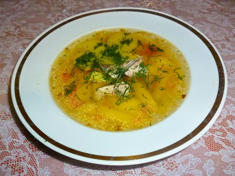 Суп из скумбрии с рисом