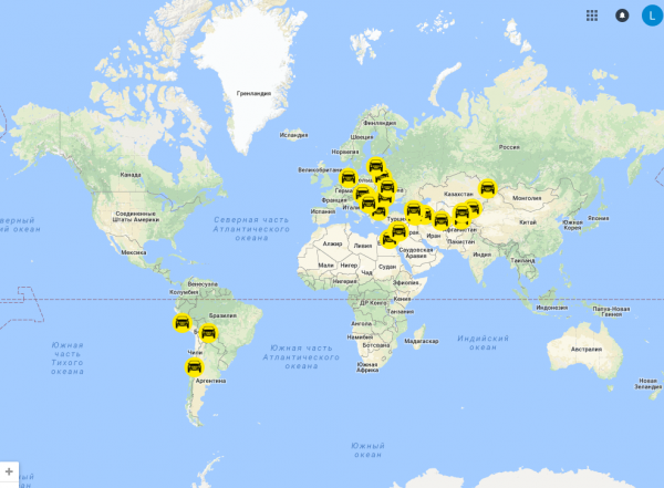 География поставок автомобилей