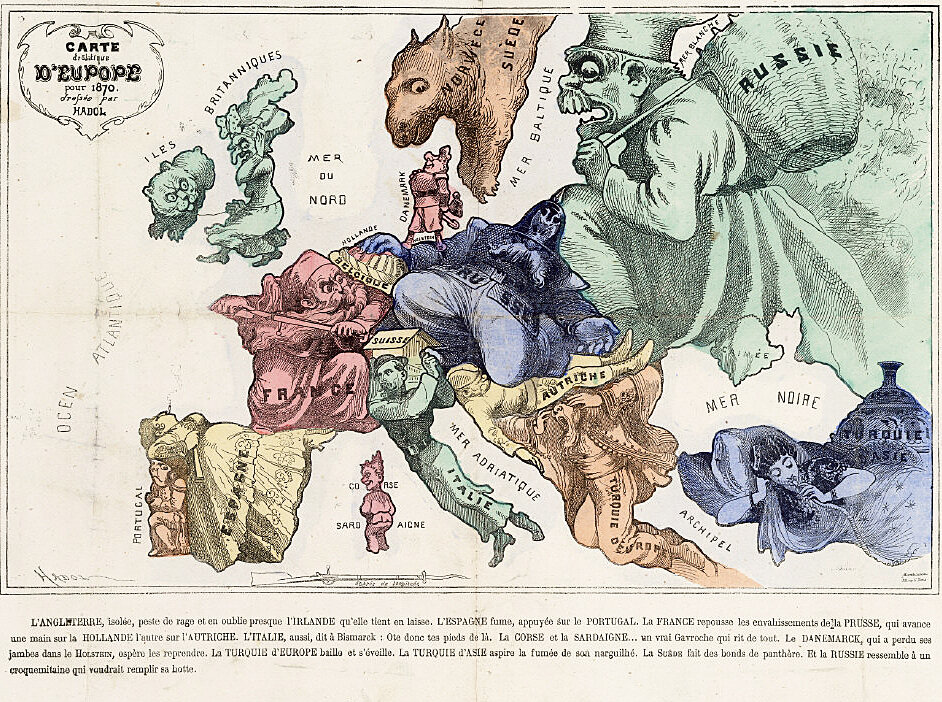 ( Carte drolatique d'Europe pour 1870)