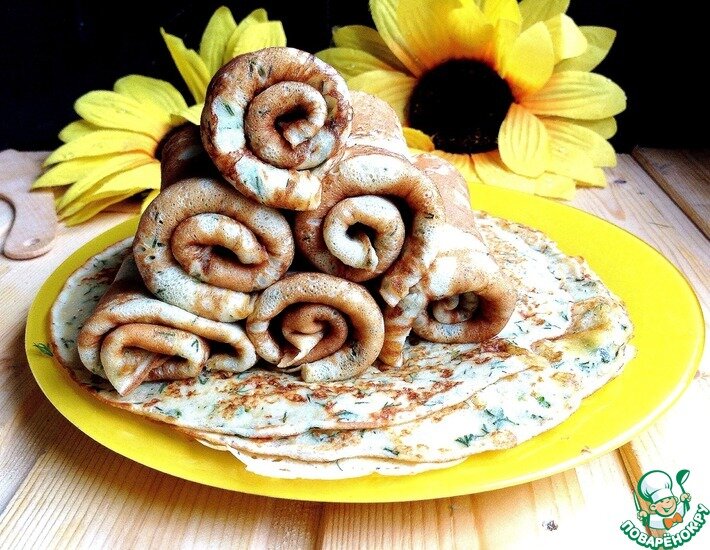 Нежные и мягкие блины с сыром и ароматным укропом. Вкусные и воздушные они не оставят вас равнодушными. Угощайтесь!
