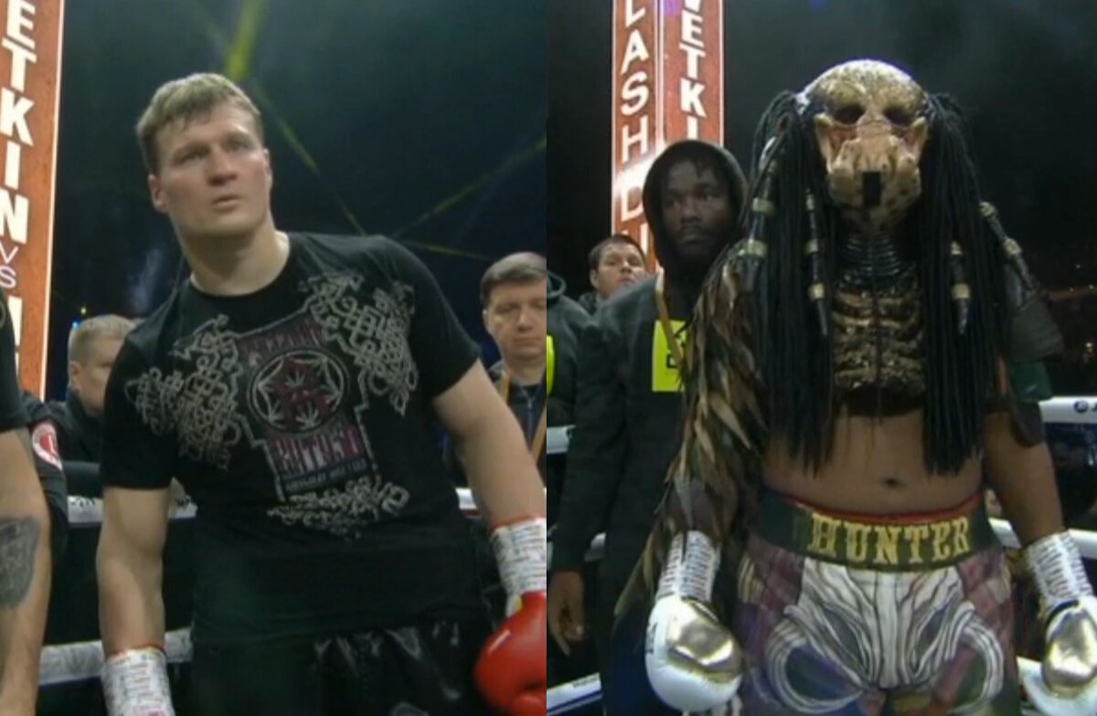 кадр из трансляции боя Александр Поветкин-Майкл Хантер