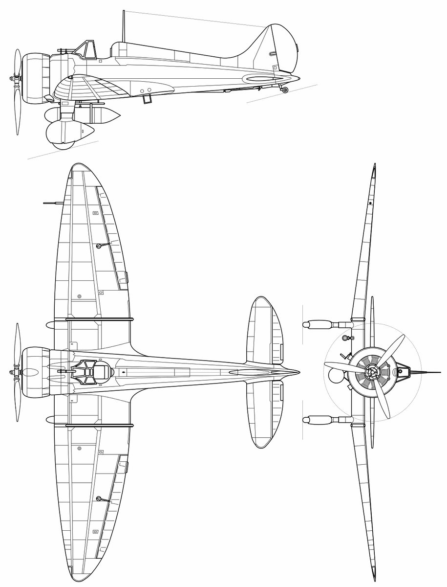 Схема истребителя Ка-14.