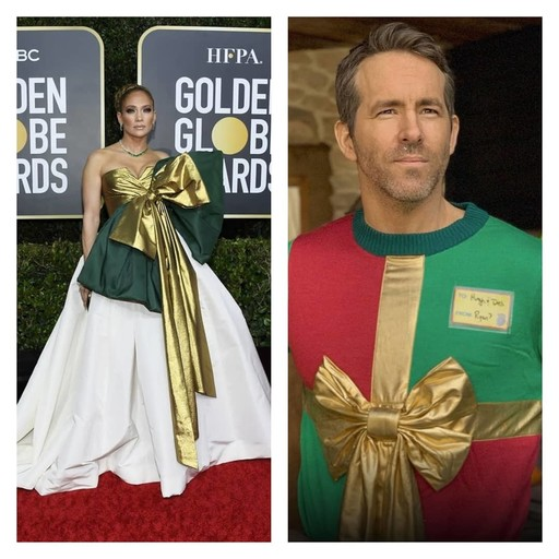 Сравнение платья Дженнифер Лопес со свитером Райана Рейнольдса.