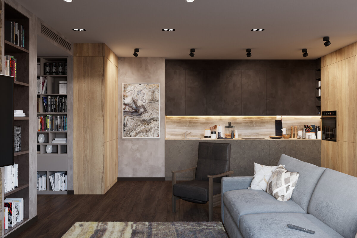 Крупноформатный керамогранит на фартуке