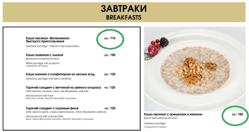 Каши за 110 у них нет. Только за 180