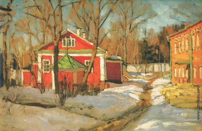Станислав Жуковский. Усадьба зимой. 1904. Холст на фанере, масло. 40,2 х 60,2 см. Национальный художественный музей Республики Беларусь, Минск