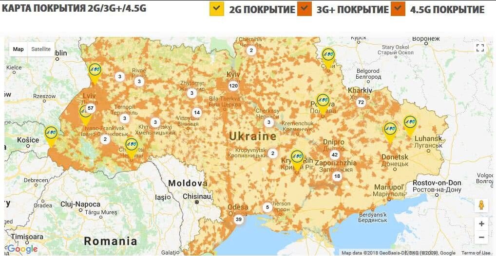 Карта вышек 3g 4g