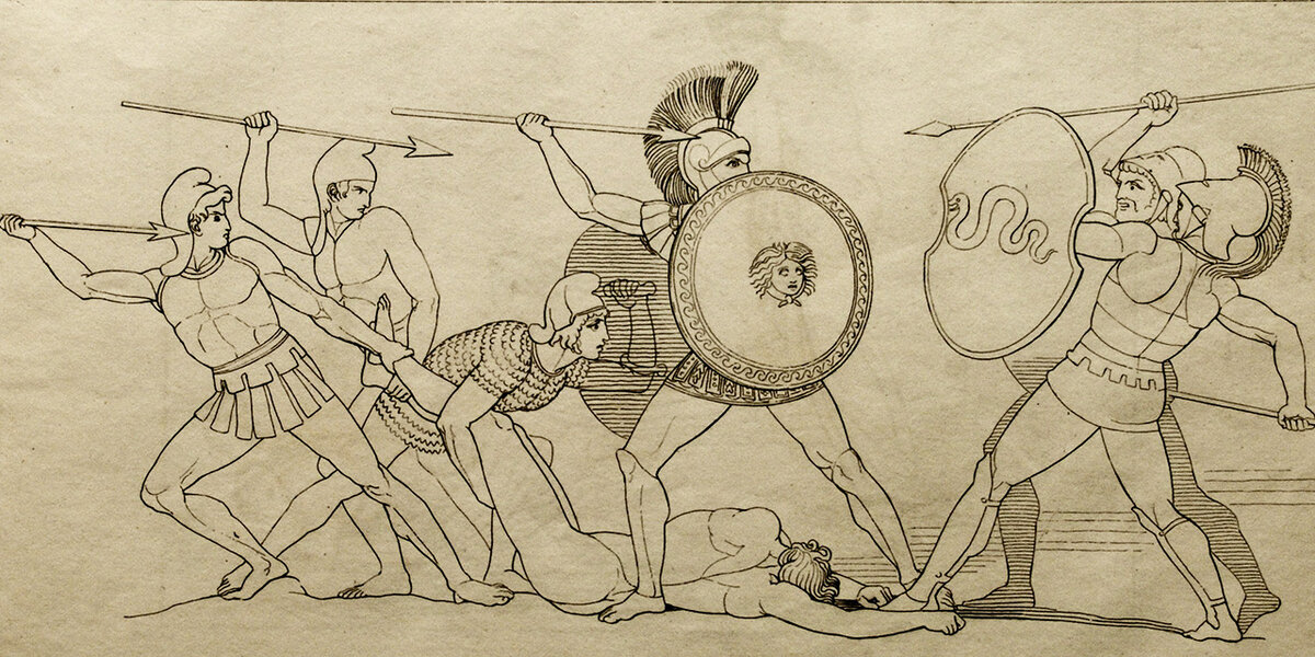 Иллюстрация Джона Флаксмана к «Иллиаде» Гомера. 1795. Antiquariat Dr. Haack Leipzig. Wikimedia Commons