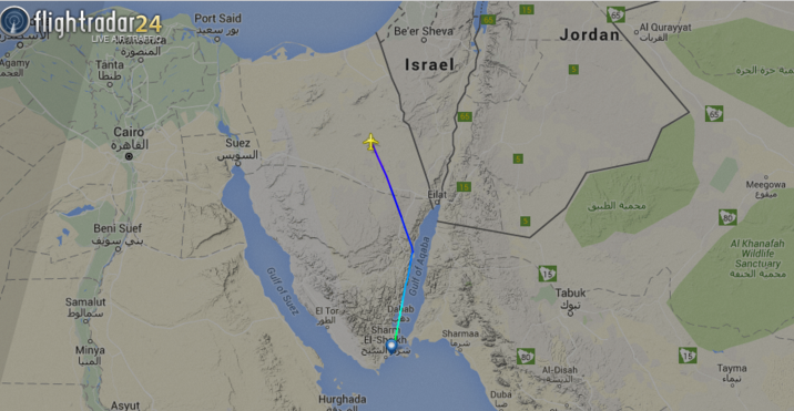 Фото: траектория полета рейса 7К-9268 / flightradar24.com