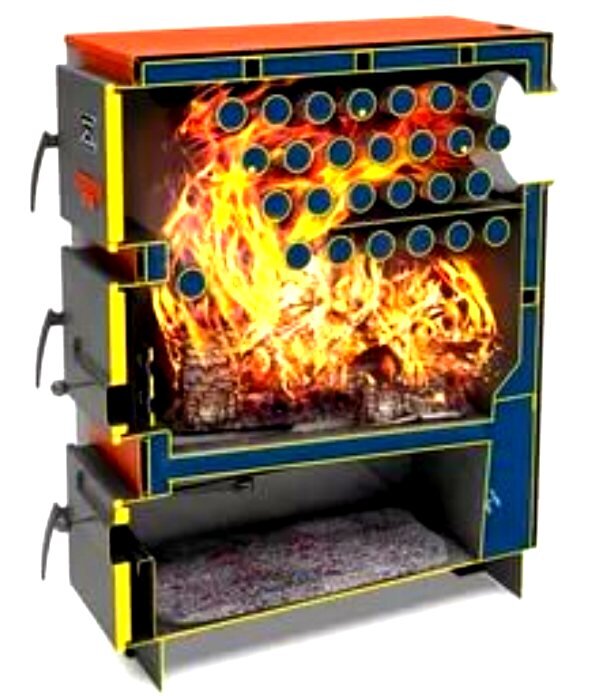 КПД таких моделей котлов, как правило, не превышает 80%, в виду того, что горение происходит по всей массе загруженного топлива, а регулируемая заслонка не позволяет ему сгорать эффективно с полной теплоотдачей, за счет ограничений подачи воздуха для горения. 