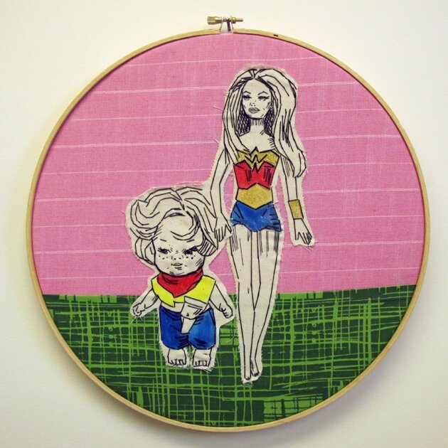  
 Украшение стен картинами с элементами вышивки и аппликации от художника-иллюстратора Lucky Jackson.  
 