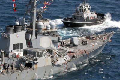 Так выглядел 17 июня 2017 года USS FItzgerald после столкновения с торговым судном. Источник фото:https://www.propublica.org