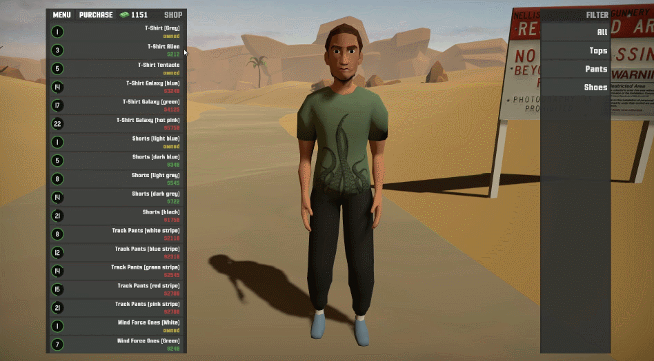 Магазин одежды - можно купить футболки, кеды, штаны, шорты. 