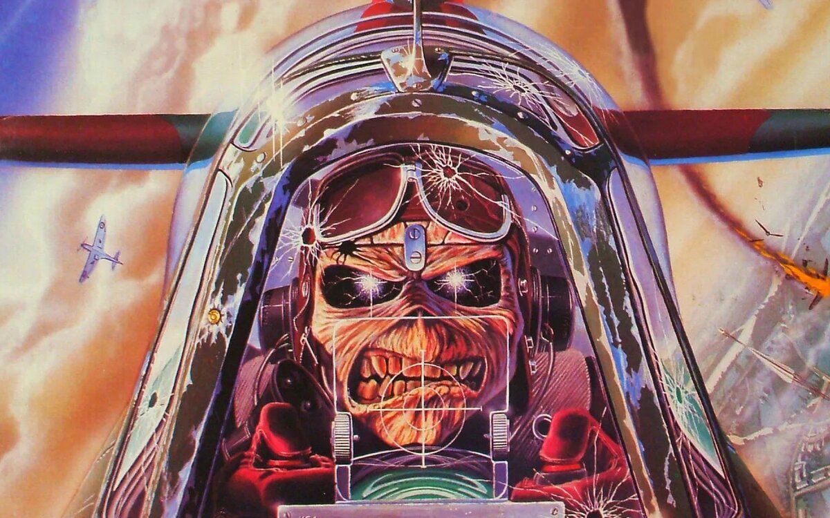 Эдди собственной персоной (фрагмент обложки сингла Aces High 1984 года)