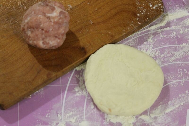 фарш и тесто для одного хычина