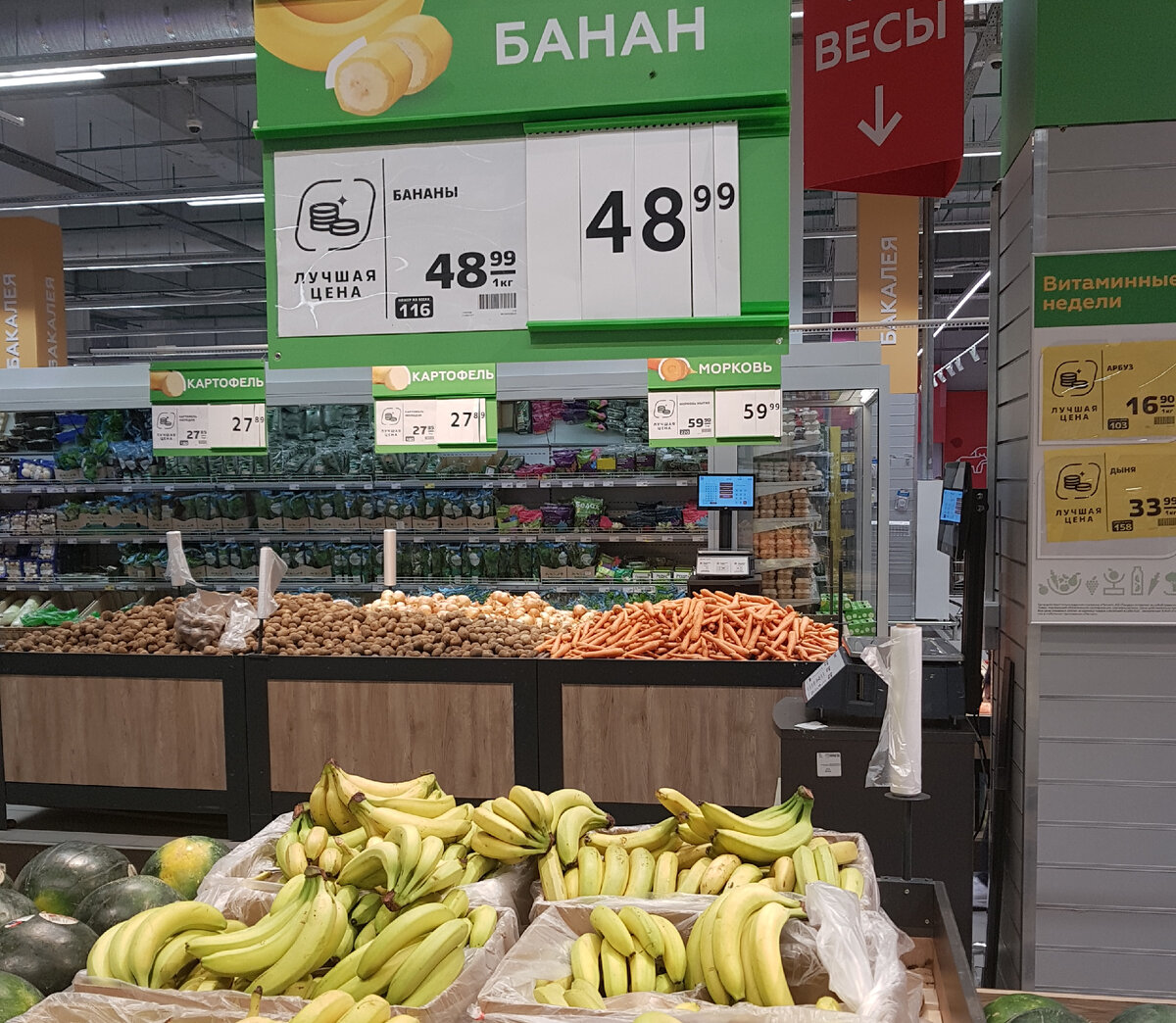 Цена в Магните СПБ на бананы.