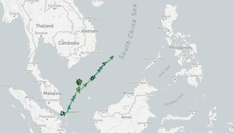 Маршрут авианосной группы США.