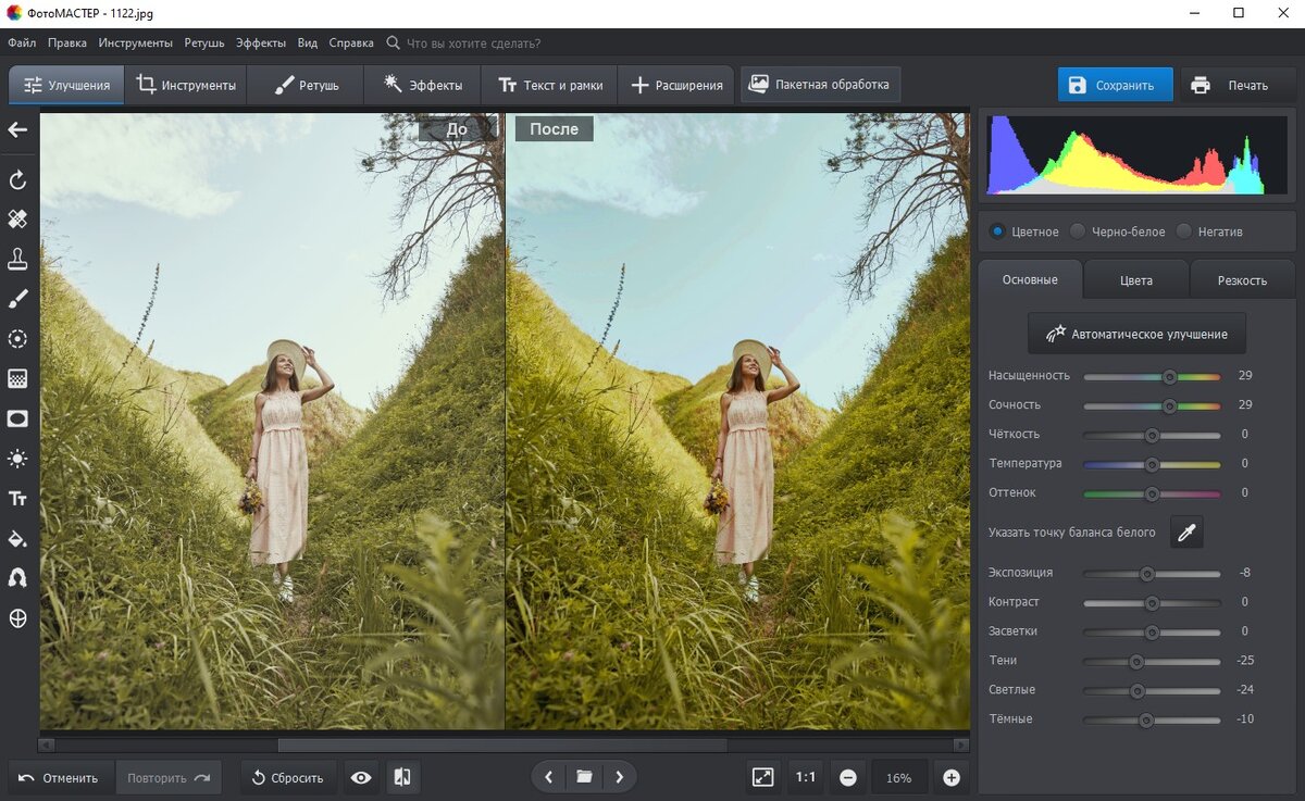 Для ФотоМАСТЕРа разница между RAW и JPEG не так принципиальна — вы в любом случае можете сделать эффектную обработку 