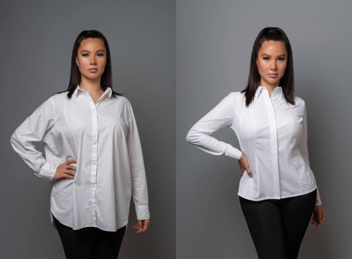Обычная рубашка VS рубашка, сшитая специально на большую грудь  