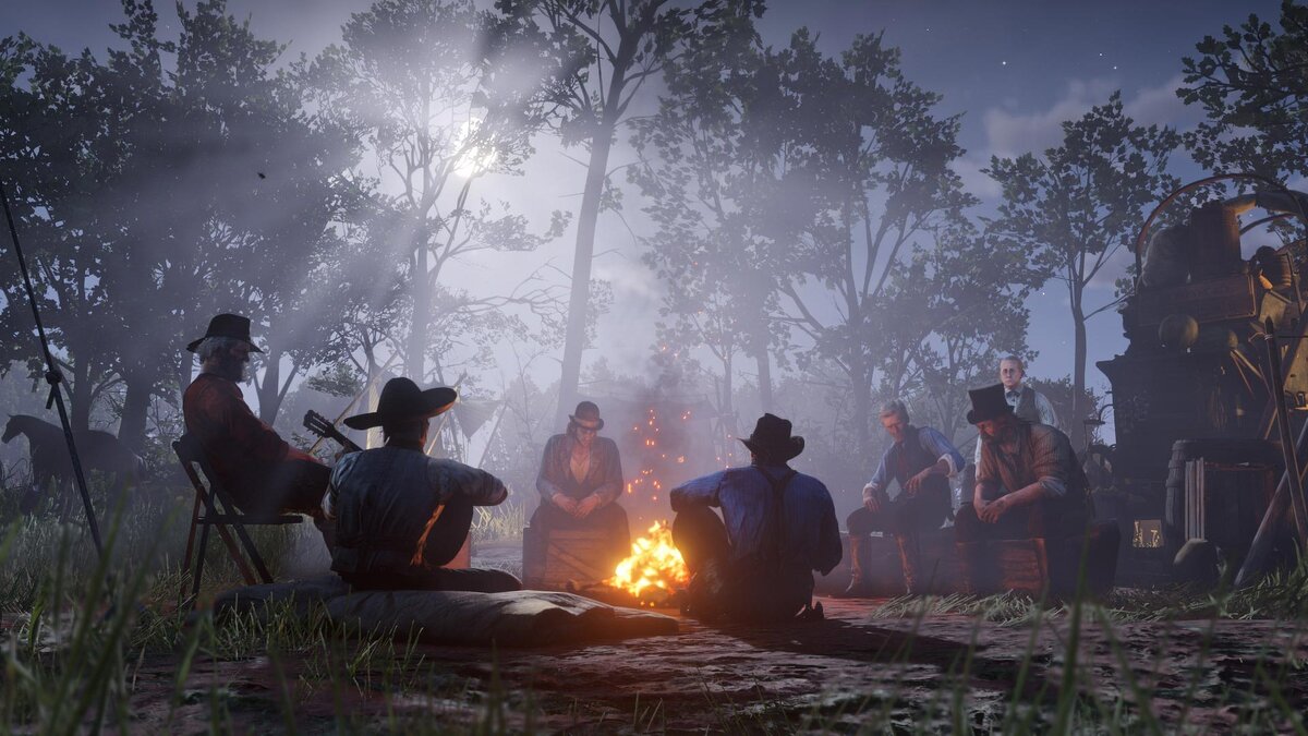 NPC в Red Dead Redemption 2 при появлении игрока постоянно заняты чем-то интересным, например, делами в лагере © Itc