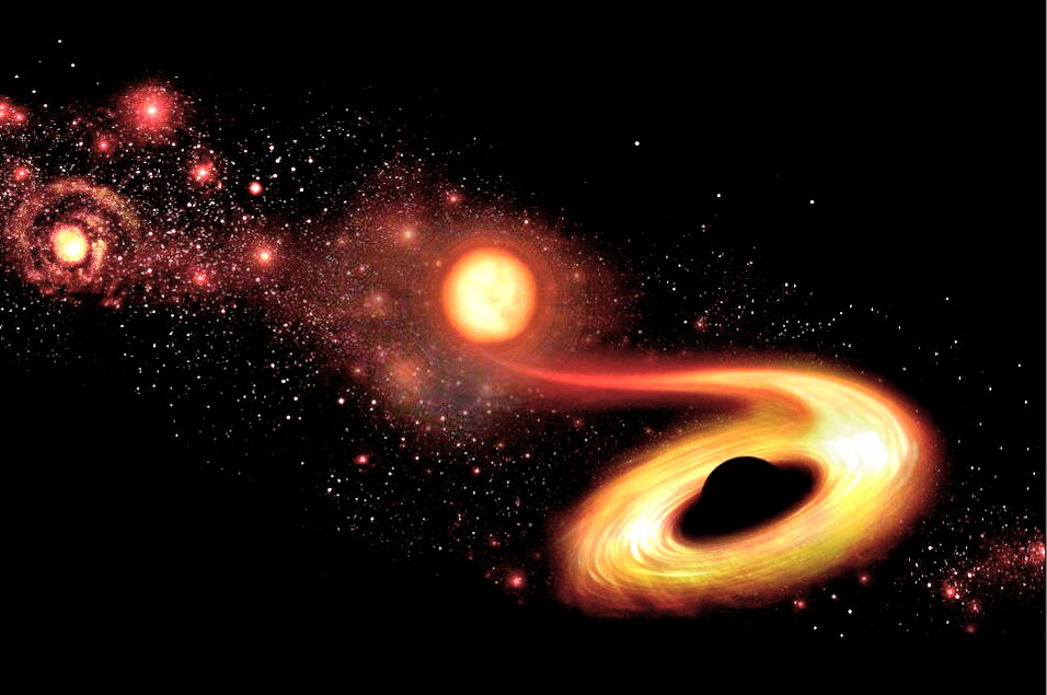 Черная дыра пожирает звезду.