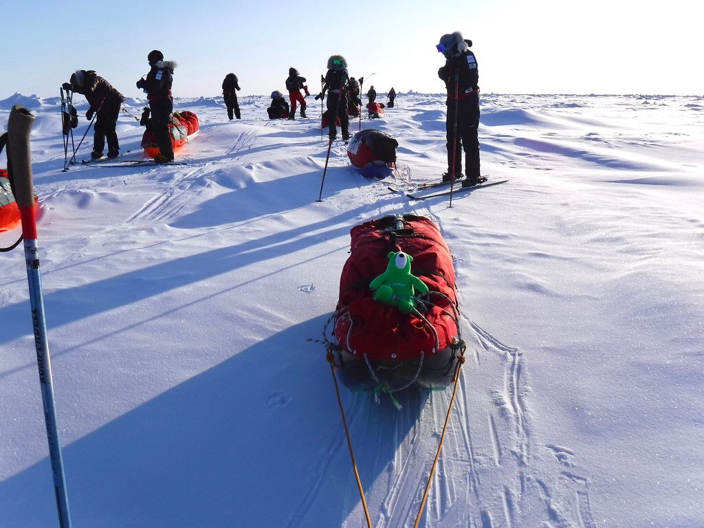 Экспедиция 2018 года. Санки снаряжение на Северном полюсе.