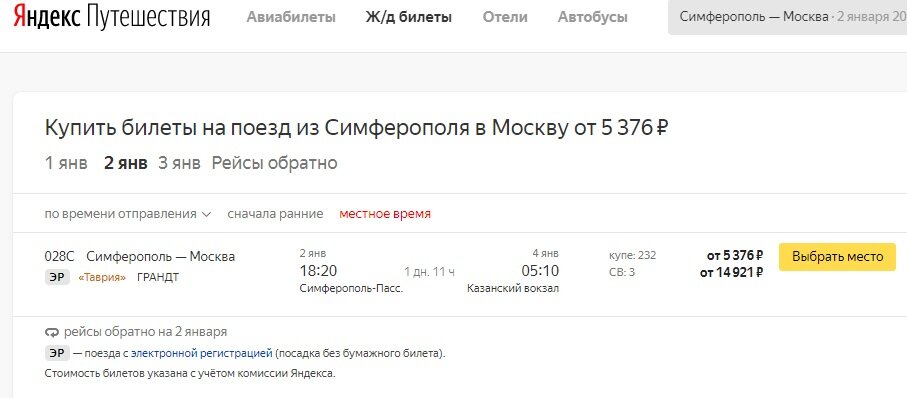 Поезд до симферополя из москвы