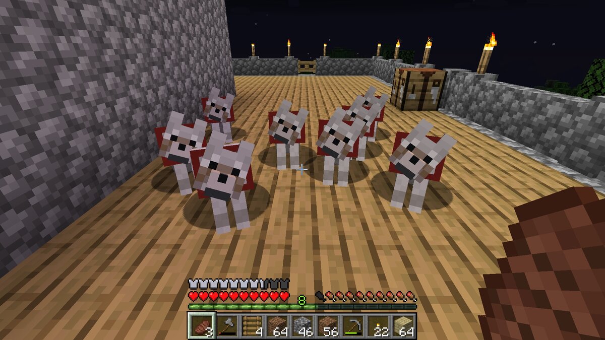 Скриншот из Minecraft:"Собачья вечеринка".