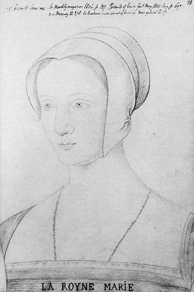 A sketch of Mary Tudor probably from 1514-1515 when she was Queen of France