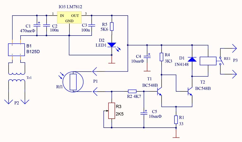 Схема фото реле на фото