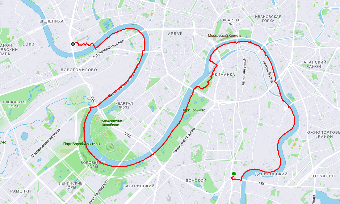 Маршрут длительной прогулки по Москве