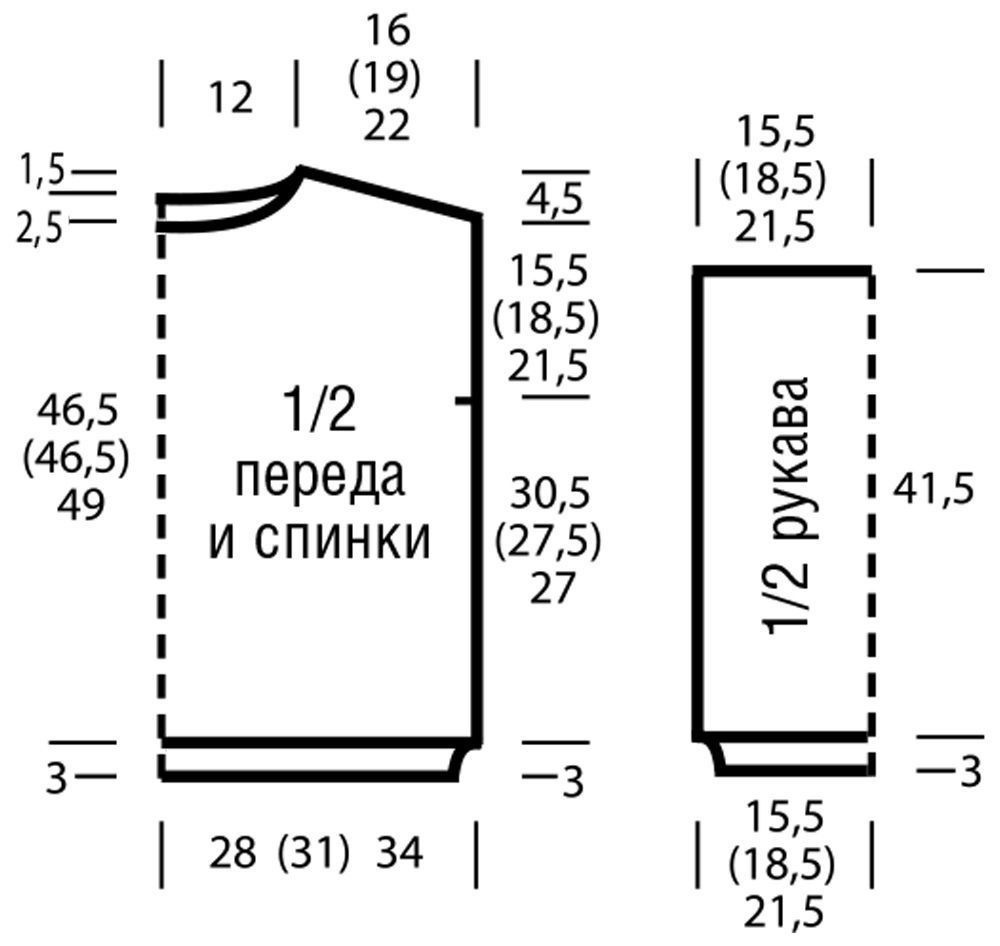 Выкройки джемпера для вязания спицами женские с описанием