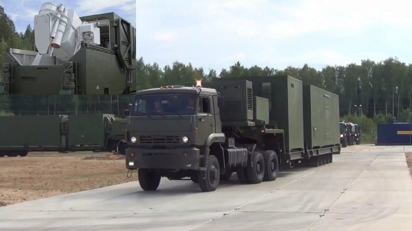 Так выглядит "Пересвет". По центру сам комплекс. В левом верхнем углу боевая установка. Фото из откр. источников