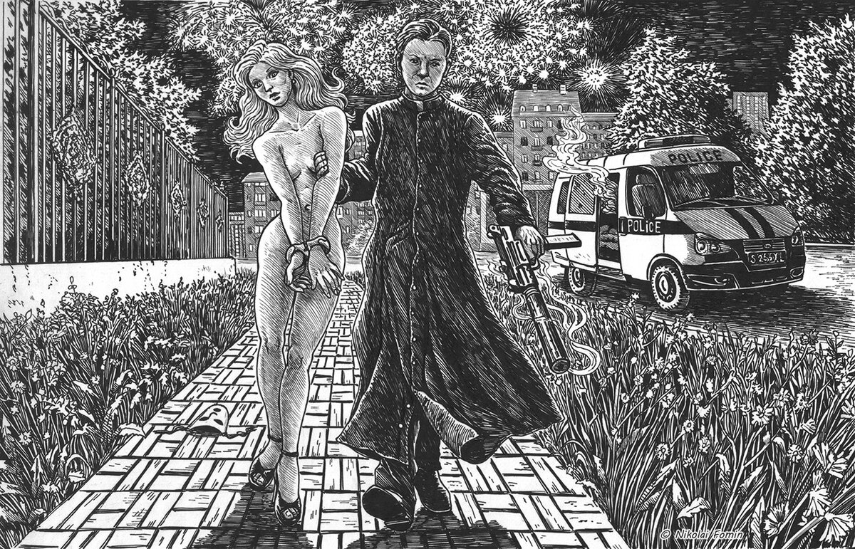 Иллюстрация для рассказа "Танцующий под дождём". Художник Николай Фомин.