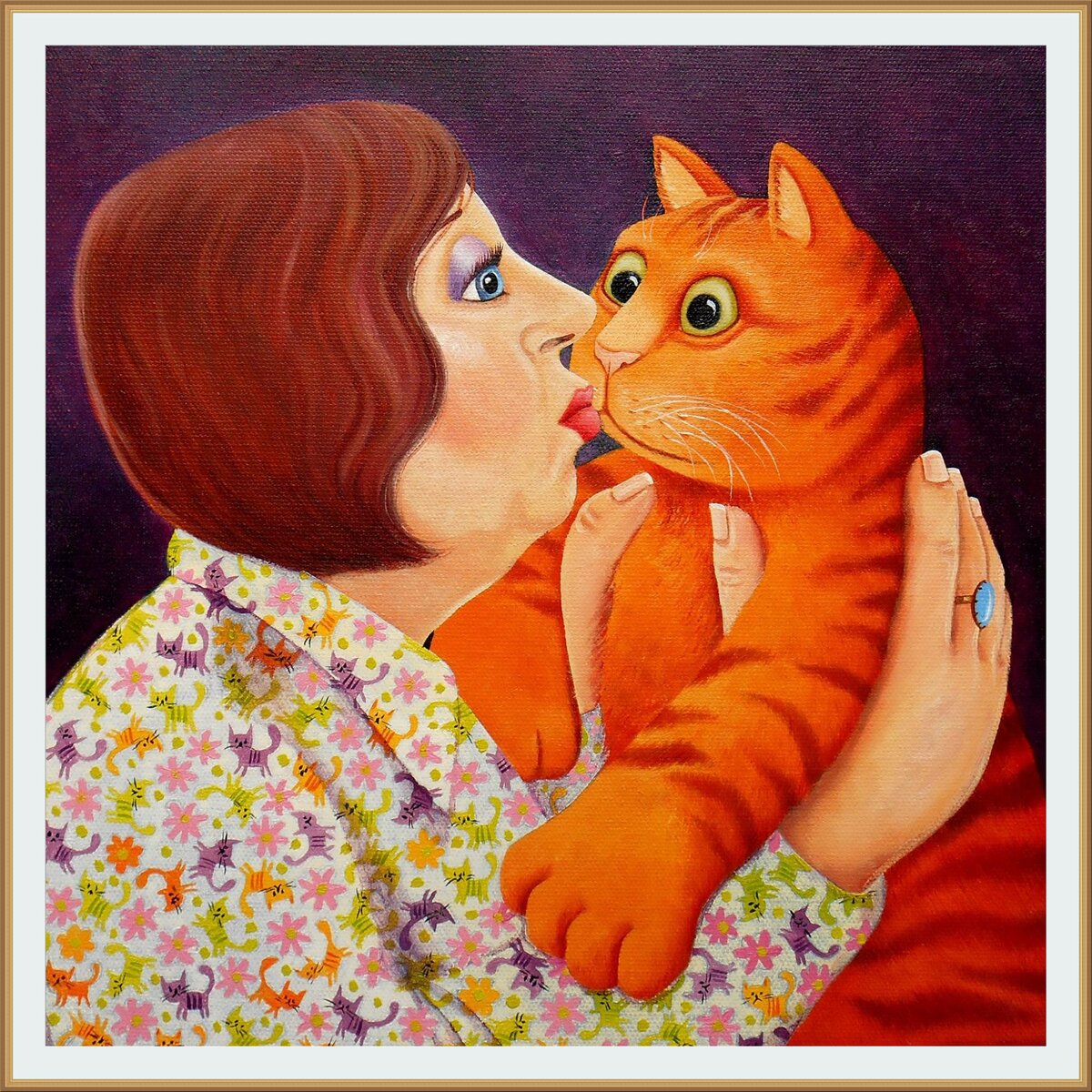 Таня хозяйка кота. Картины художницы Вики Маунт. Vicky Mount художник.