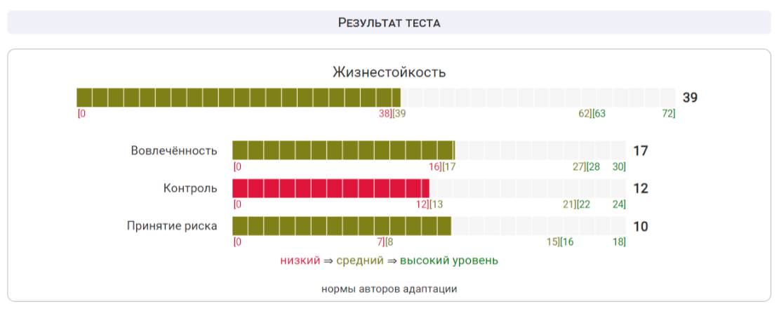 Пример теста на жизнестойкость