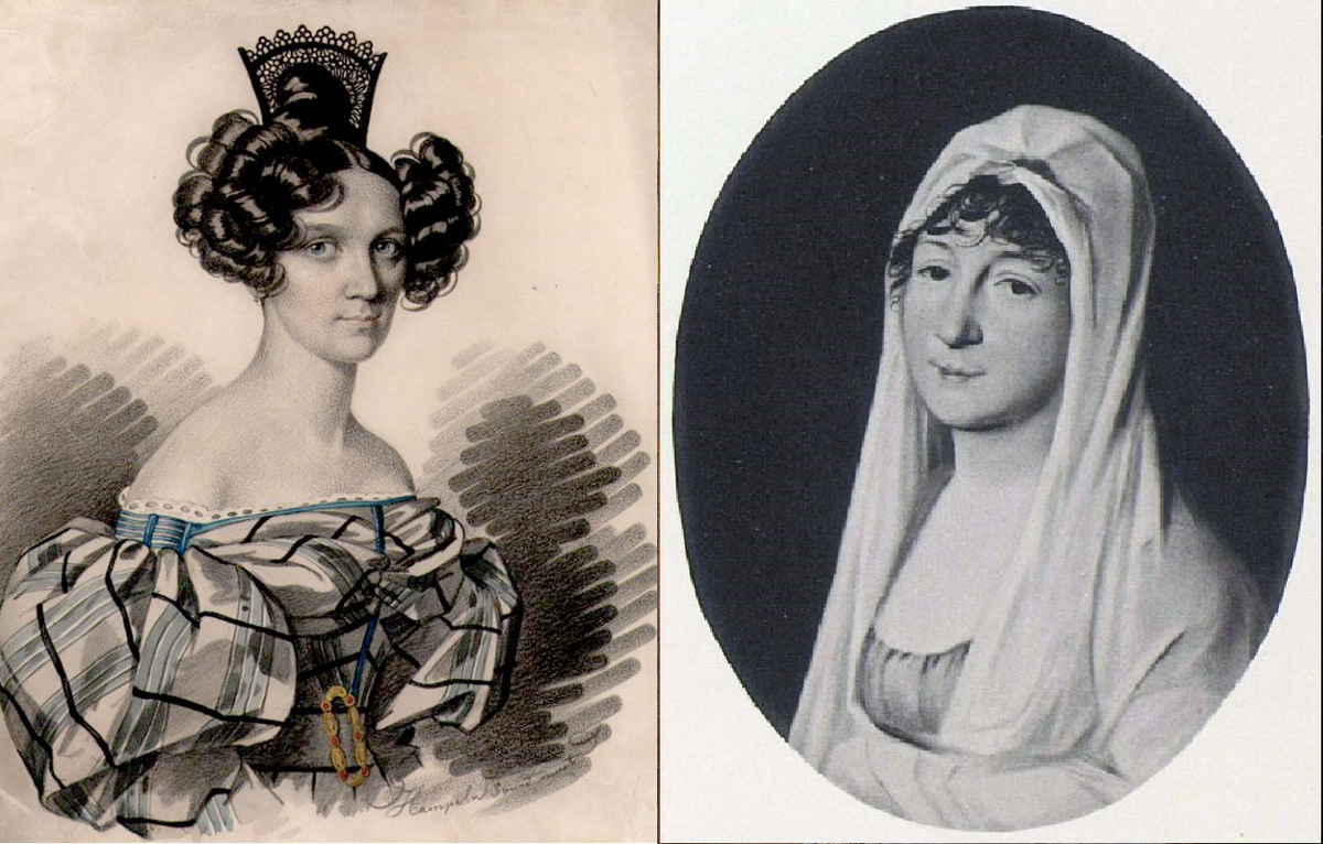 Слева - Ольга Николаевна Талызина р. 1803 ум. 1882, справа - Мария Васильевна Талызина р. 1769 ум. 1853