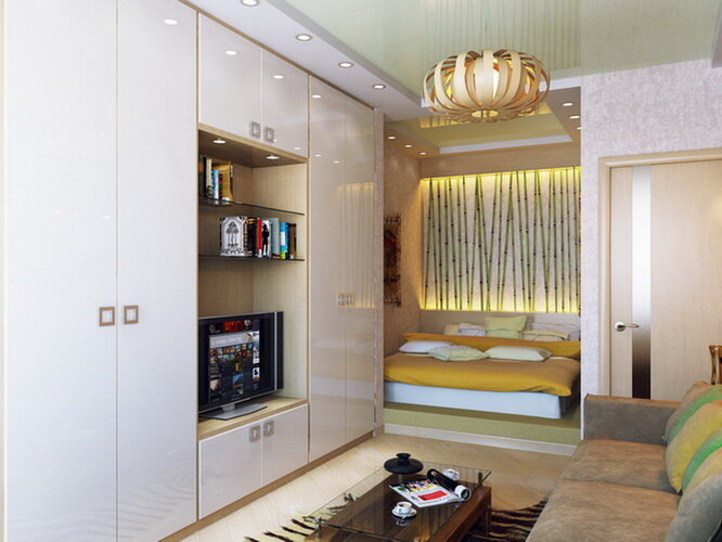 Дизайн гостиной-спальни: фото интерьеров квартир, планировка | sapsanmsk.ru