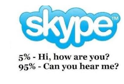 Говорят, что 95% звонков по Скайпу начинаются вопросом: "Вы меня слышите?"