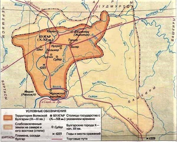 карта Волжской Булгарии