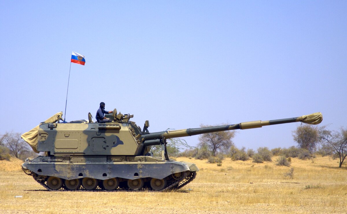 САУ 2С19M1-155 (экспортная версия САУ MSTA-S) на испытаниях в Индии