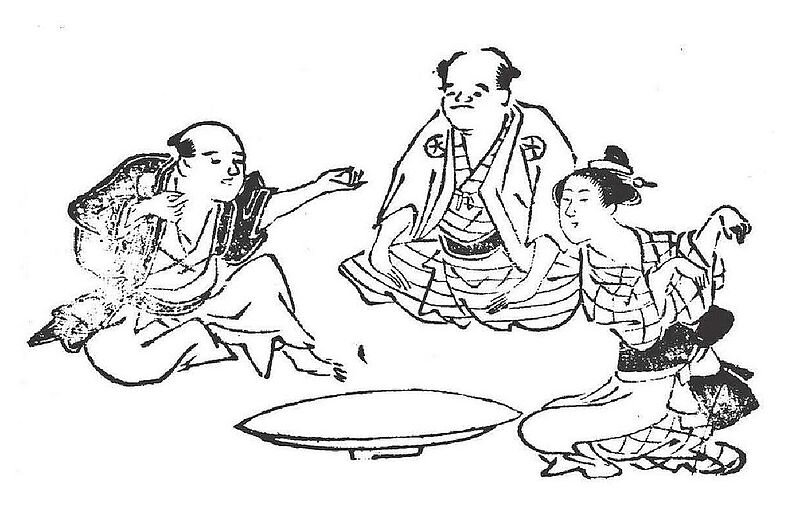 Kitsune-ken_(狐拳),_Japanese_rock-paper-scissors_variant,_from_the_Genyoku_sui_bento_(1774)