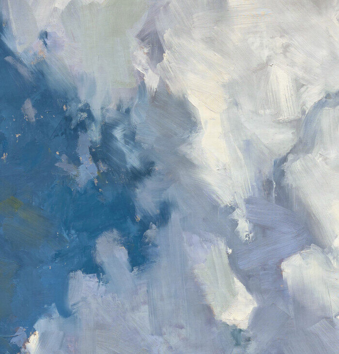 Что такое край? Это переход от белого облака к  синему небу — край двух больших форм. Или переход от светлого плана на  облаке к затененному (слева внизу и в правой части картины). И даже  переход от одного мазка кисти к другому — тоже  маленький край.
