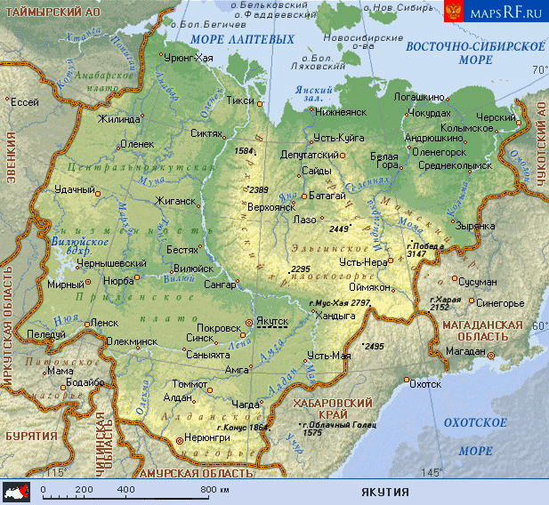 Карта Якутии, взято с Яндекс.Картинки