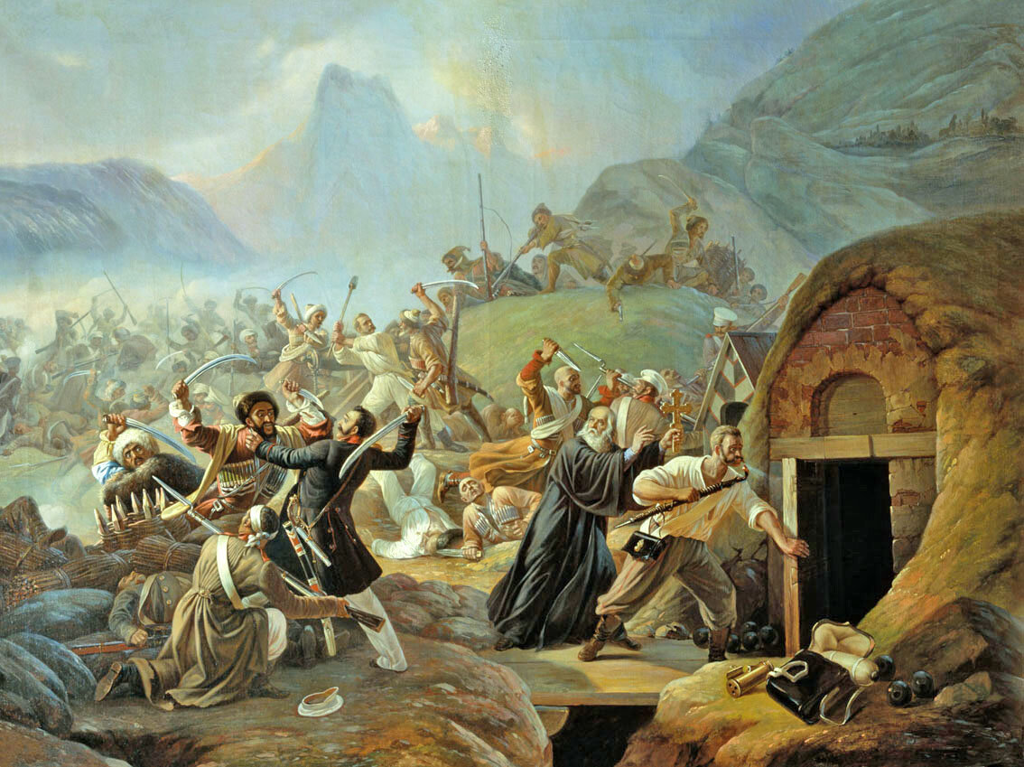 Подвиг рядового 77-го пехотного Тенгинского полка Архипа Осипова 22 марта 1840 года. Картина работы А. А. Козлова